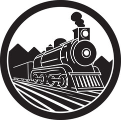 Heritage Train System Vector Design Old Time Railway Tracks Black Icon