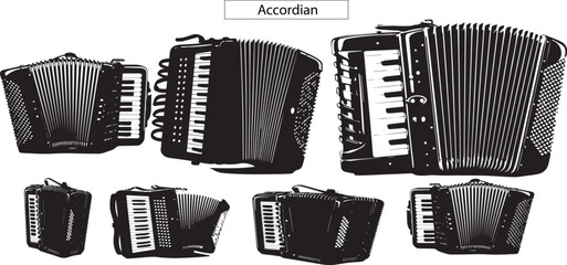 accordion isolated on white - obrazy, fototapety, plakaty