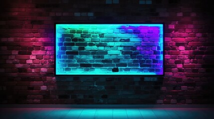 Neon brick wall with a vibrant fluorescent frame sets the stage. Trendy nightlife vibes captured in a dynamic visual symphony.