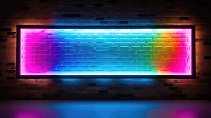 Neon brick wall with a vibrant fluorescent frame sets the stage. Trendy nightlife vibes captured in a dynamic visual symphony.