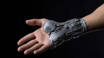 A hand with a prosthesis equipped with tactile feedback sensors