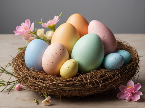 Easter egg arrangement decoration, AI generated