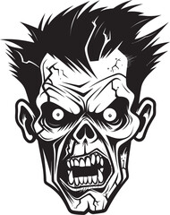 Zombies Unruly Vision Crazy Skull Unhinged Zombie Vector Symbol Design