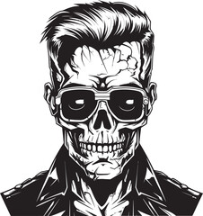 Zombie Cyborg Enhancement Vector Icon Metallic Zombie Conversion Vector Design