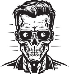 Zombie Cyborg Evolution Vector Icon Cyber Undead Fusion Vector Design