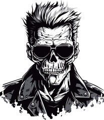 Cyber Undead Fusion Vector Design Zombie Mechanization Cyborg Vector Icon