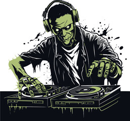 Zombie Dancefloor Energy Vector Icon Eerie DJ Playlist Zombie Vector