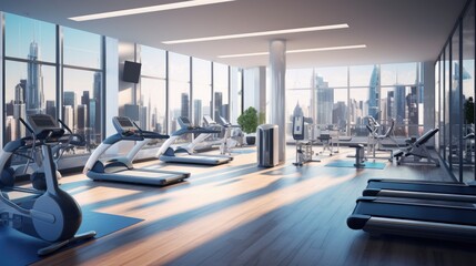 A modern wellness center in a bustling metropolis