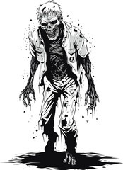 Decayed Vector Impression Zombie Zombie Menace Stance Full Body Vector Design