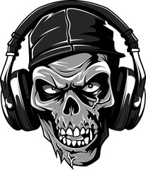 Undead Beatbox Zombie Hip Hop Icon Zombie Mic Check Hip Hop Vector Design