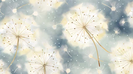 Foto op Plexiglas Seamless pattern fluffy watercolor dandelions © Cybonix