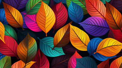 Fototapeta na wymiar Seamless pattern multicolored leaves.