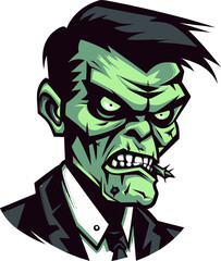Eerie Zombie Mascot Vector Design Cadaverous Zombie Emblem Mascot Vector