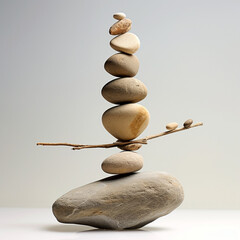 Stones balancing. Peace and meditation.