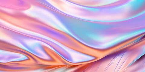 Obraz premium Holographic iridescent foil texture. Coral, salmon and lavender pastel and gradient colors. Modern and futuristic design, feeling of luxury and sophistication.