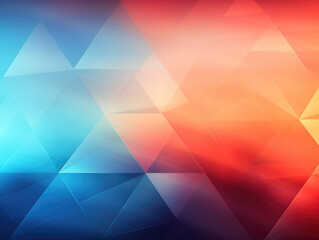 Shiny geometric triangular blocks fading from warm red to cool blue with a glowing edge.
