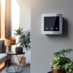 Thermostat in a modern house. - obrazy, fototapety, plakaty