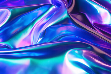 Holographic iridescent foil texture. Navy blue, violet and bottle green pastel and gradient colors. Modern and futuristic design, feeling of luxury and sophistication.