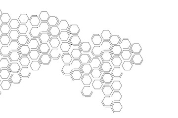 Geometric black lines and dots pattern hexagons