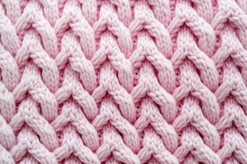 Macro photography of the texture of a knitted pattern in close-up pink