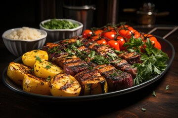 Grilled vegetables on a skewer