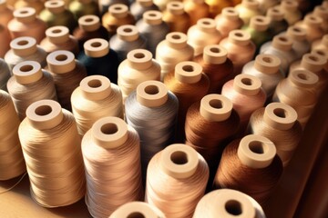 Spools of thread beige colors