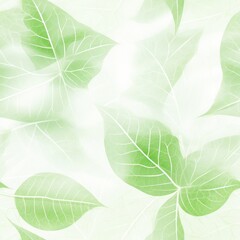 Seamless pattern of translucent green foliage skeleton with a delicate and intricate texture