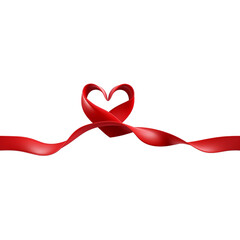 Red heart shape ribbon isolated on transparent, AI Generated