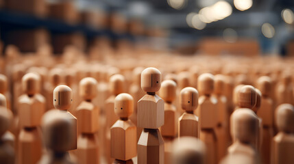 Obraz premium business concept image of people figures over a wooden figure, human resources, and management
