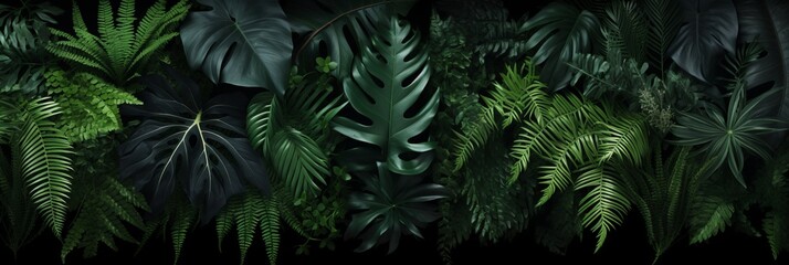 Abstract black leaf textures for tropical leaf backgrounddark nature concept, flat lay composition.