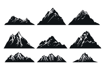 set of mountains icons vector
