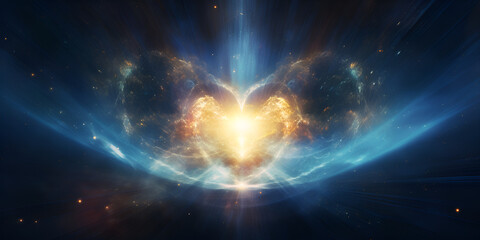 heart of space, Colorful Heart in Cosmic Space A Bright Nubes of Celestial Universe with Starry Galaxy, Sacred Heart Background, GENERATIVE AI
