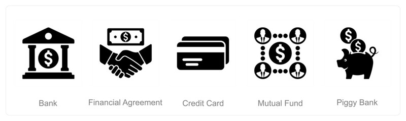 A set of 5 Finance icons as increase revenue, growth, budget