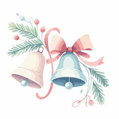 watercolor christmas bells decoration, vector illustrations