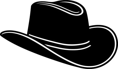 Cowboy hat silhouette icon in black color. Vector template for laser cutting.
