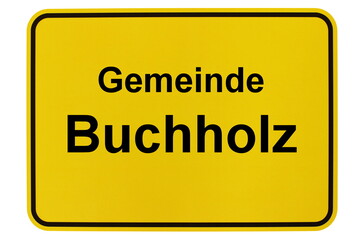 Illustration eines Ortsschildes der Gemeinde Buchholz in Mecklenburg-Vorpommern