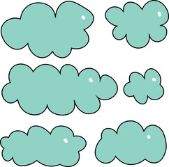 Set of simple clouds of different shapes