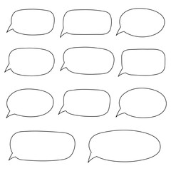 Obraz premium Speech bubble, speech balloon, chat bubble line art vector icon for apps and websites. Set of hand drawn speech bubbles.