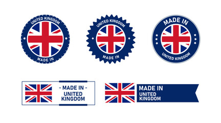 United Kingdom flag, Made in UK. Tag, Seal, Stamp, Flag, Icon vector