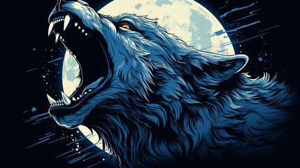 The wolf howls at the moon graphics.