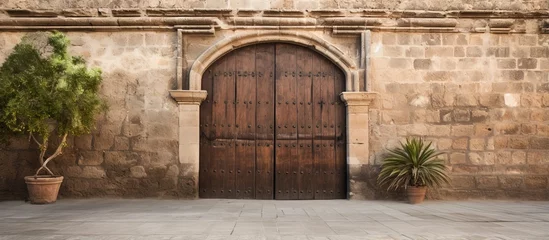 Rolgordijnen Old wooden door in the Spanish style © Vusal