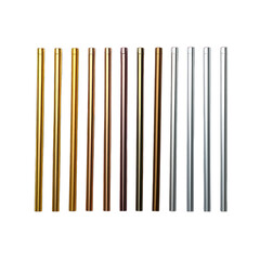 Reusable Metal Straw Set Isolated on Transparent or White Background, PNG