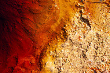 Detail of red water and rock of Rio Tinto de Huelva (Spain)
