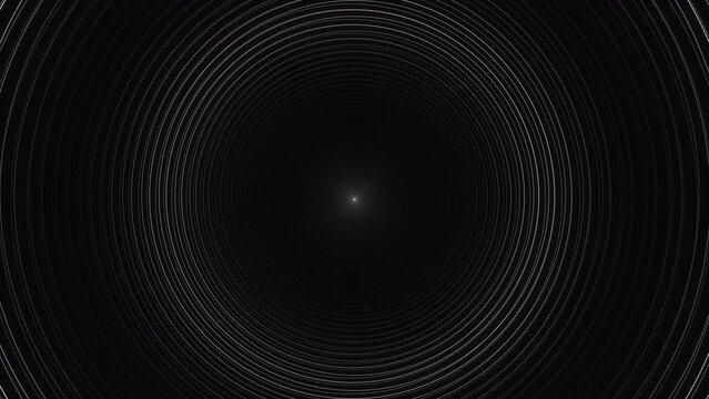 Black and silver linear circle pattern. Seamless loop motion background wallpaper. Ultra HD 4K footage