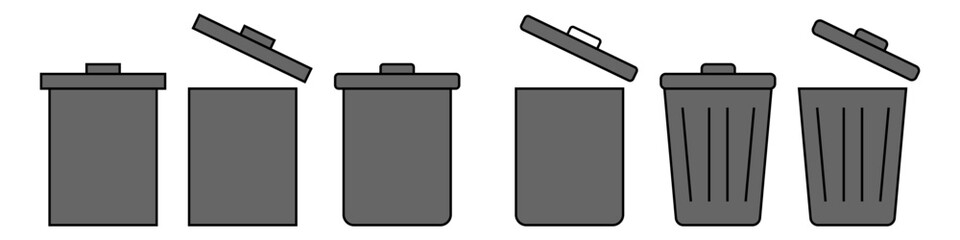 Trash bin vector icons. Rubbish bin icons. Garbage icon set. EPS 10