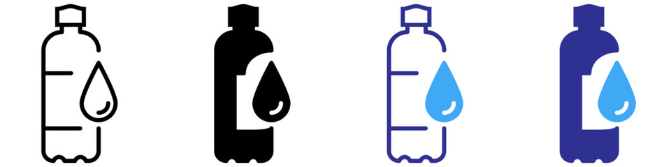 Water bottle set. Plastic bottle collection. Plastic bottle icon symbol sign. Vector illustration. Vector Graphic. EPS 10