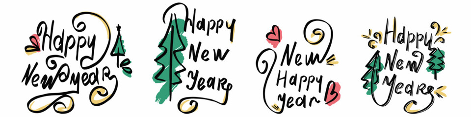 Merry Christmas and happy new year handwriting on background. Element in Christmas holiday. Vector Illustration. Vector Graphic.