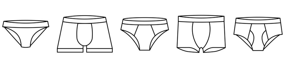 Underpants, underwear vector icon. Underwear trunks, boxer, bikini, lingerie outline icons collection. Underpants icon. Vector Illustration. Vector. Graphic. EPS 10 - obrazy, fototapety, plakaty