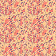 Decorative nature seamless colorful pattern with abstract leaves