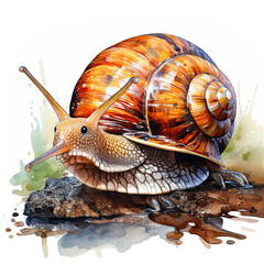 watercolor Snail clipart, Generative Ai
